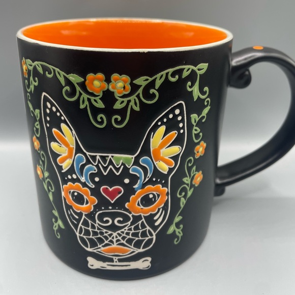 Eli + Ana Halloween Day of the Dead Timmy The Dog Mug Floral NEW - Picture 1 of 4
